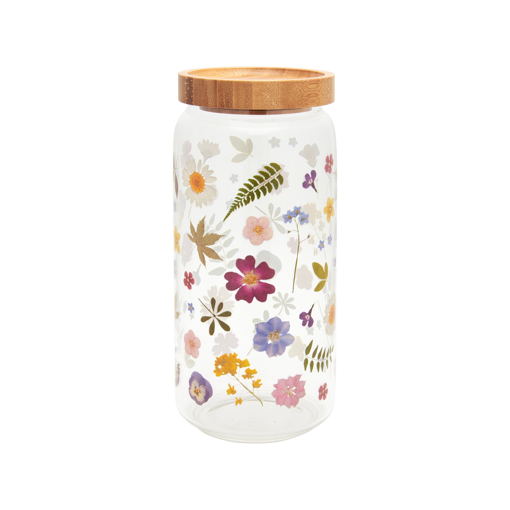 Pressed Flowers Glass Storage Jar Large Lets Enjoy the Little Things