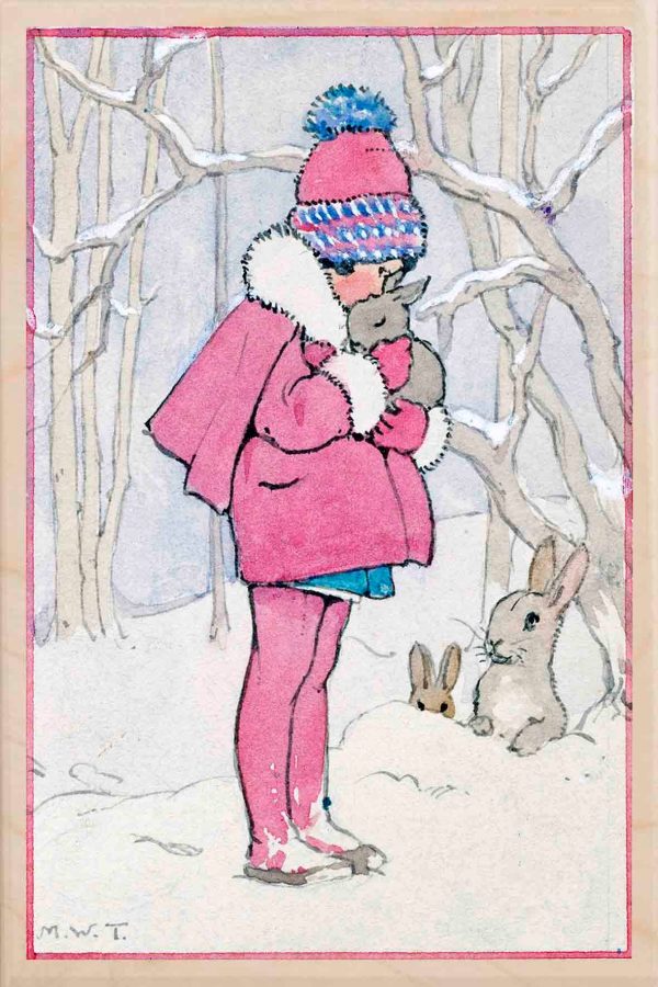 'Bunny Hugs' Wooden Postcard