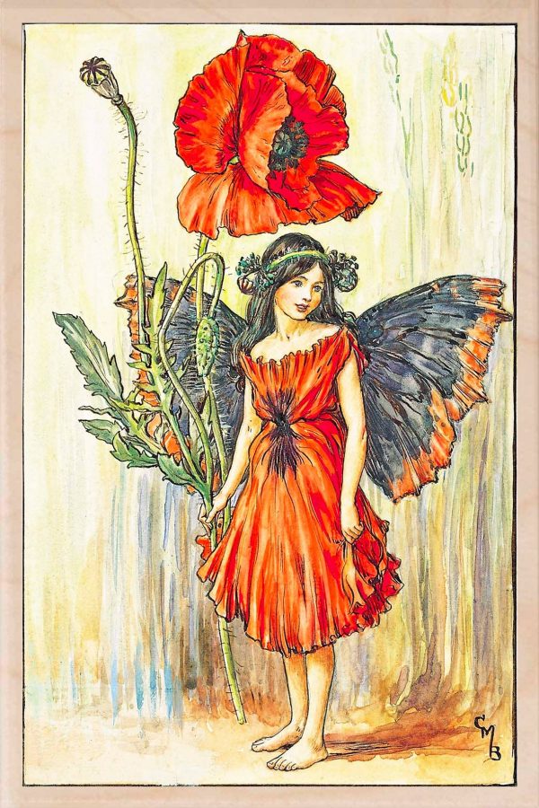 'Poppy Fairy" Wooden Postcard