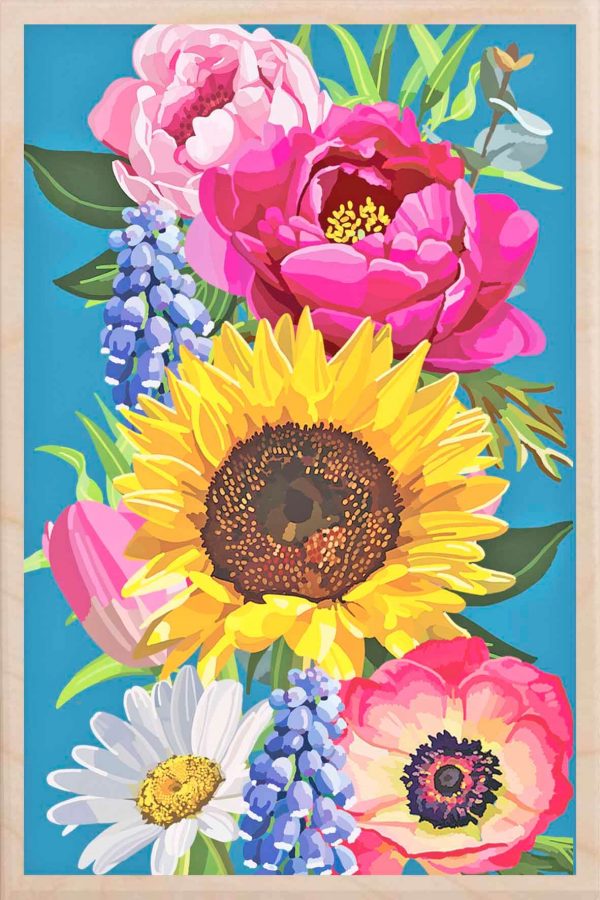 'Floral' Wooden Postcard