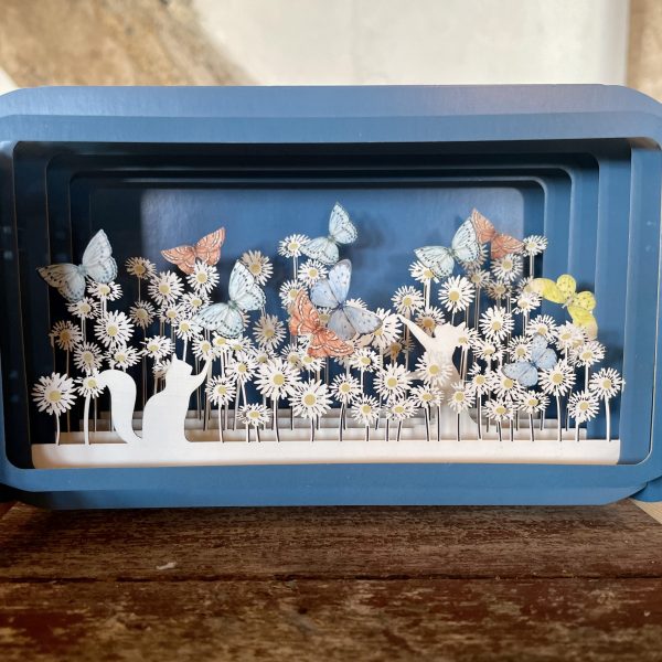 'Cat amongst the flowers' message in a bottle card - Image 2