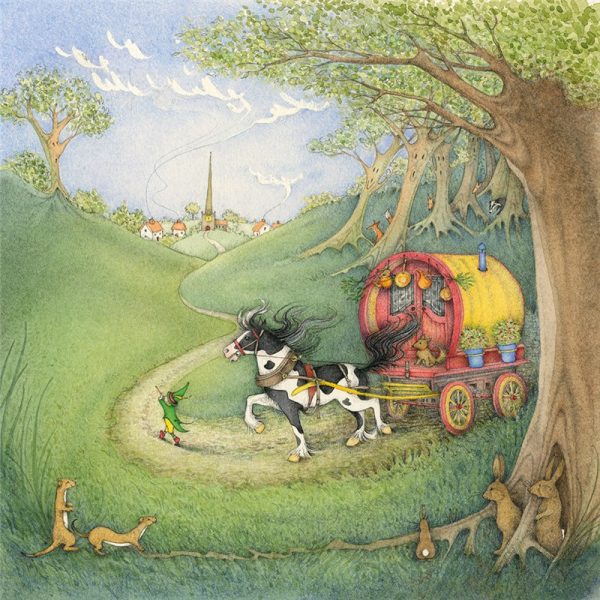 'Upon their Merry Way' greetings card