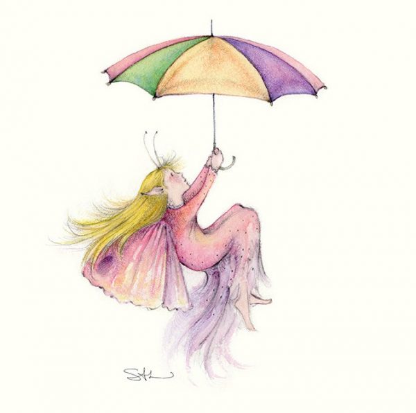 'Raindrop Faeries' greetings card