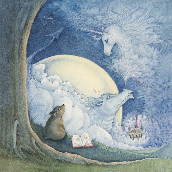 'Unicorn Story time' greetings card