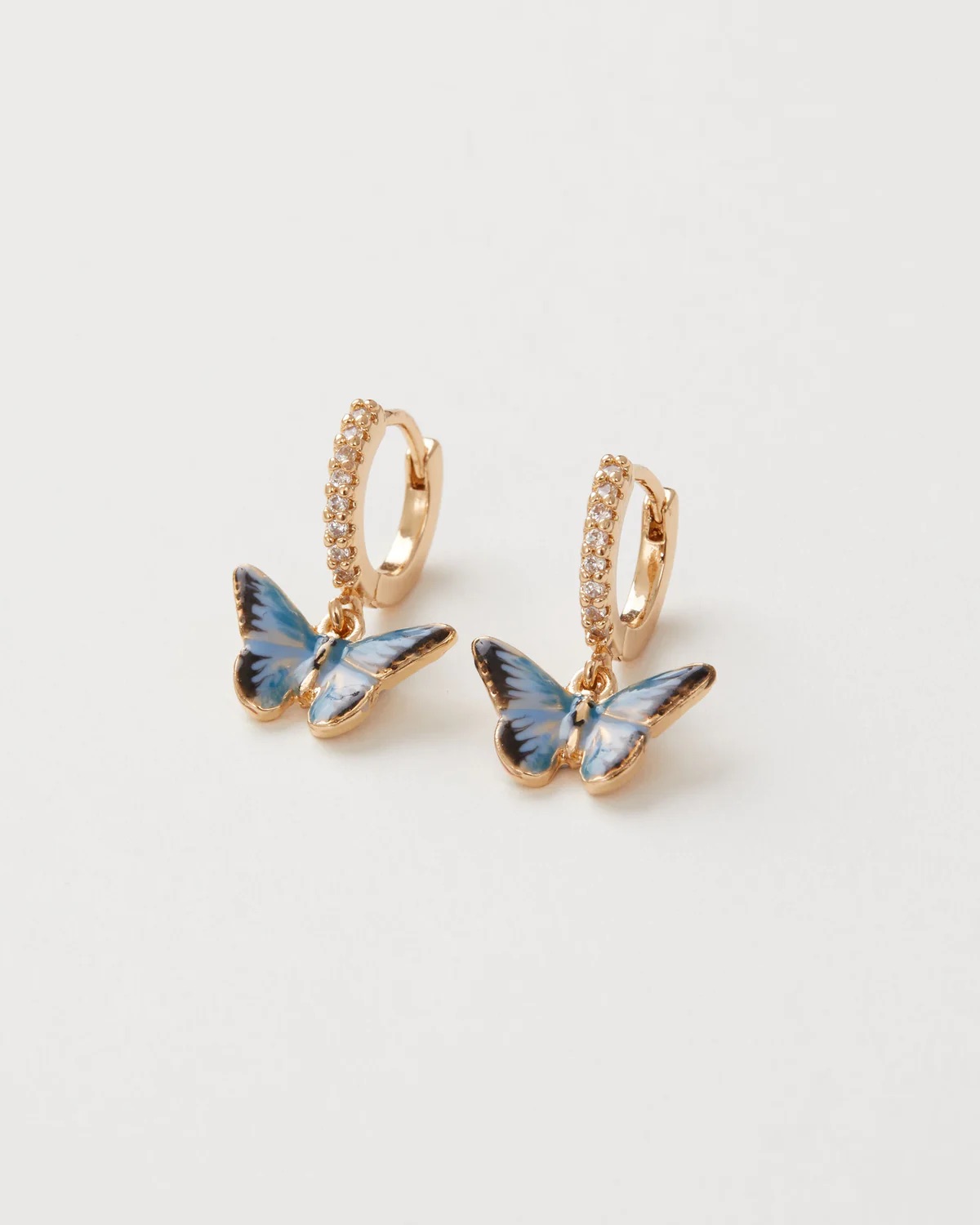 Fable Enamel Blue Butterfly Huggie Earrings