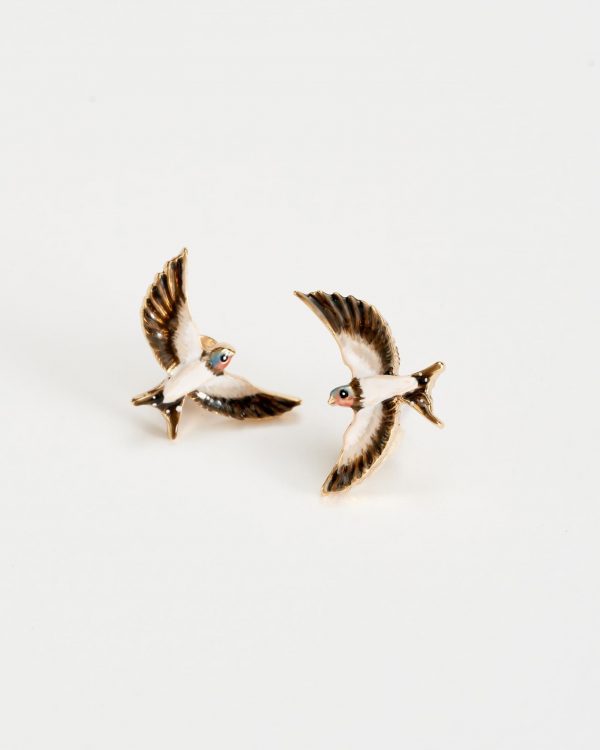 Fable Enamel Swallow Stud Earrings