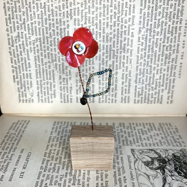 Single Stem Red Bead and Button Blooms
