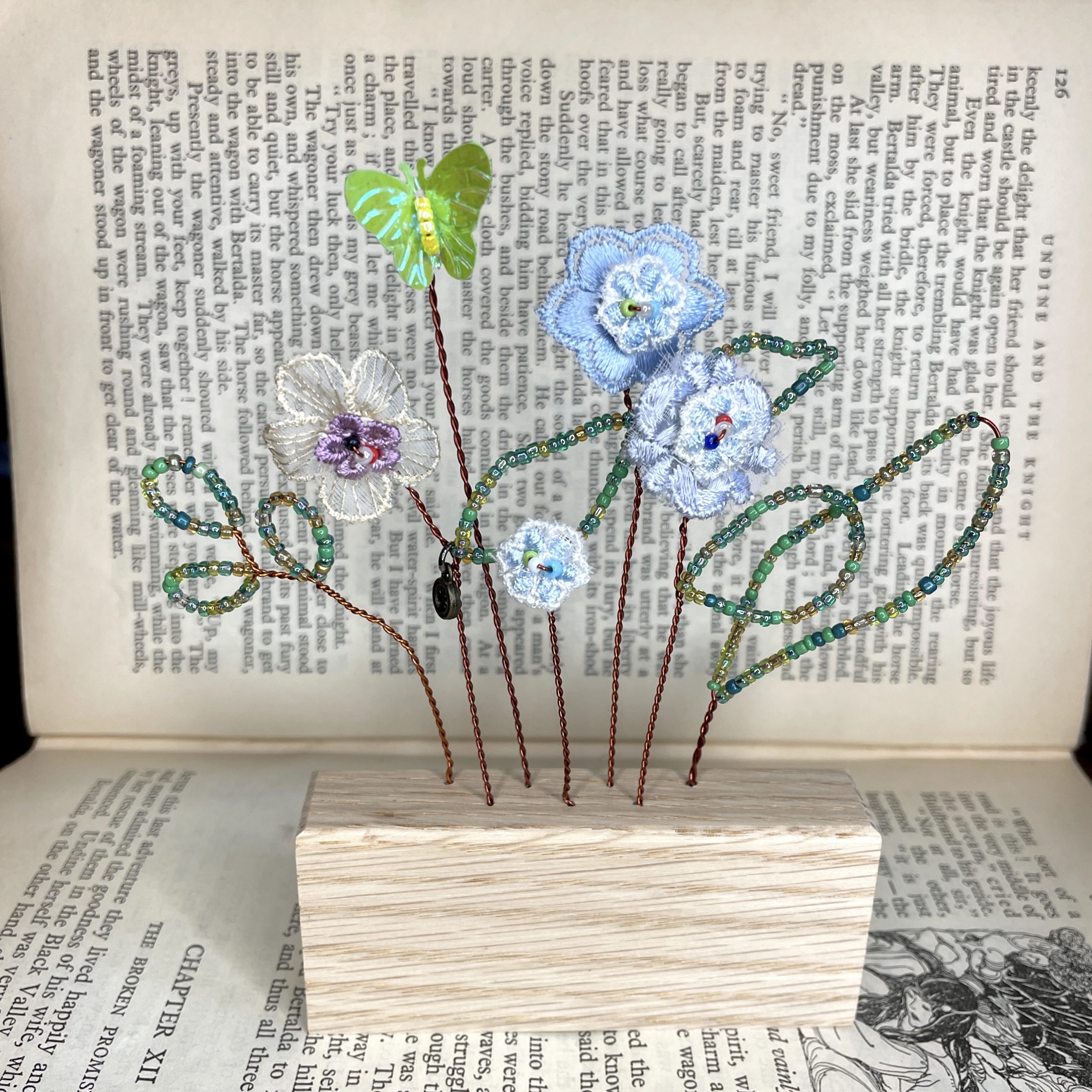 Large Soft Blue Bead and Button Blooms