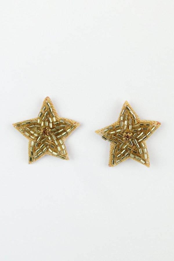 Gold Beaded Star Stud