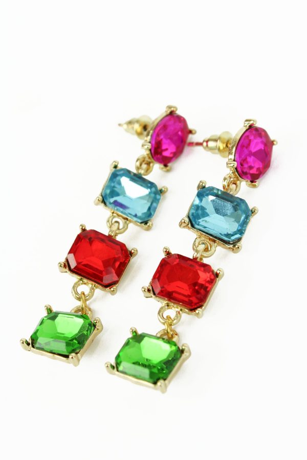 Colourful Drop Crystal Earrings