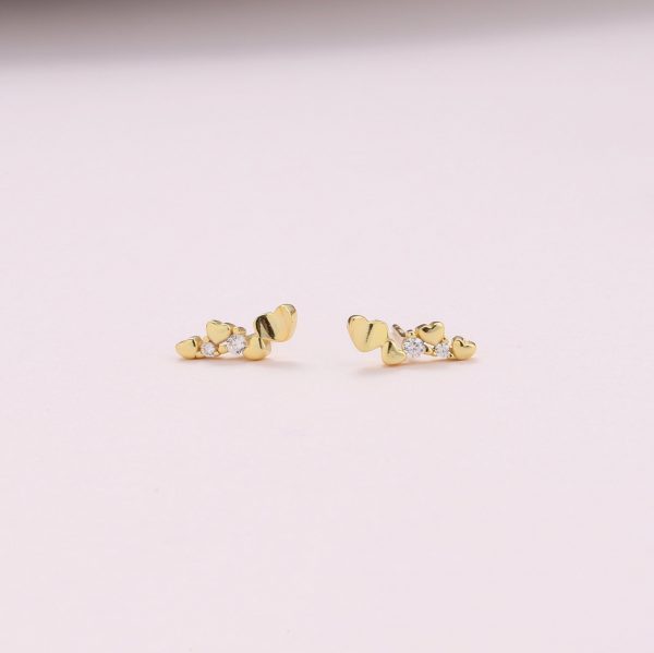 'With Love' gold plated heart trail earrings - Image 2