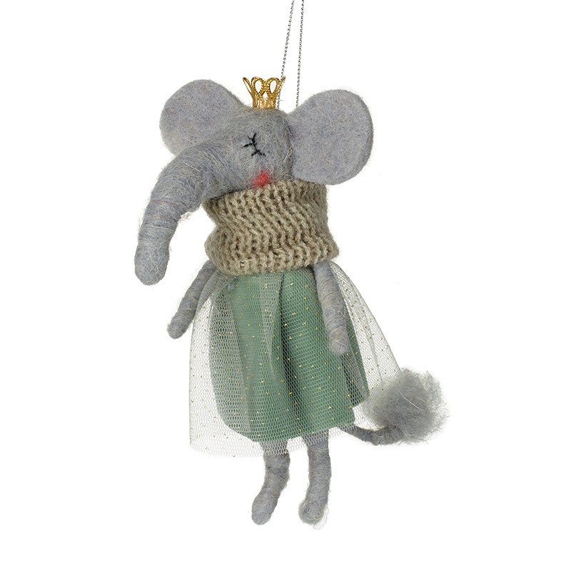 Woollen Elephant In Dress Tree Deco