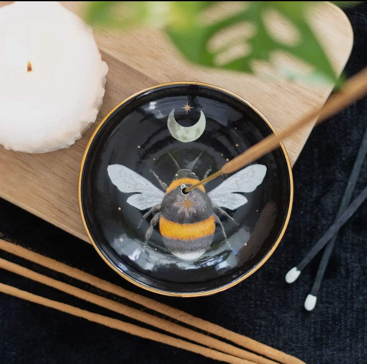 Forest Bee Ceramic Incense Holder Plate