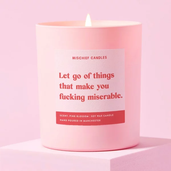 'Let go of things...' candle