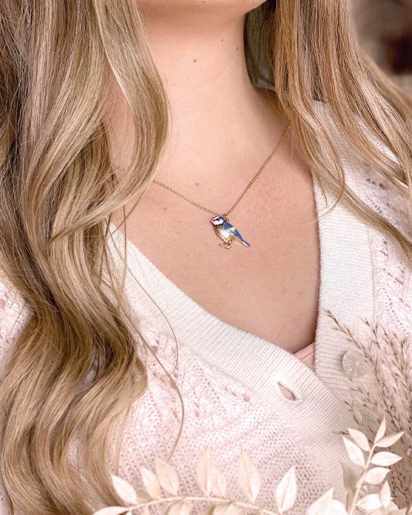 Enamel Blue Tit Short Necklace - Image 3