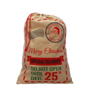 70cm Natural Linen Christmas Sack with Special Delivery Stamp