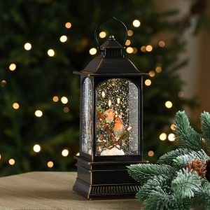 22cm Battery Operated Robin Water Spinner Lantern