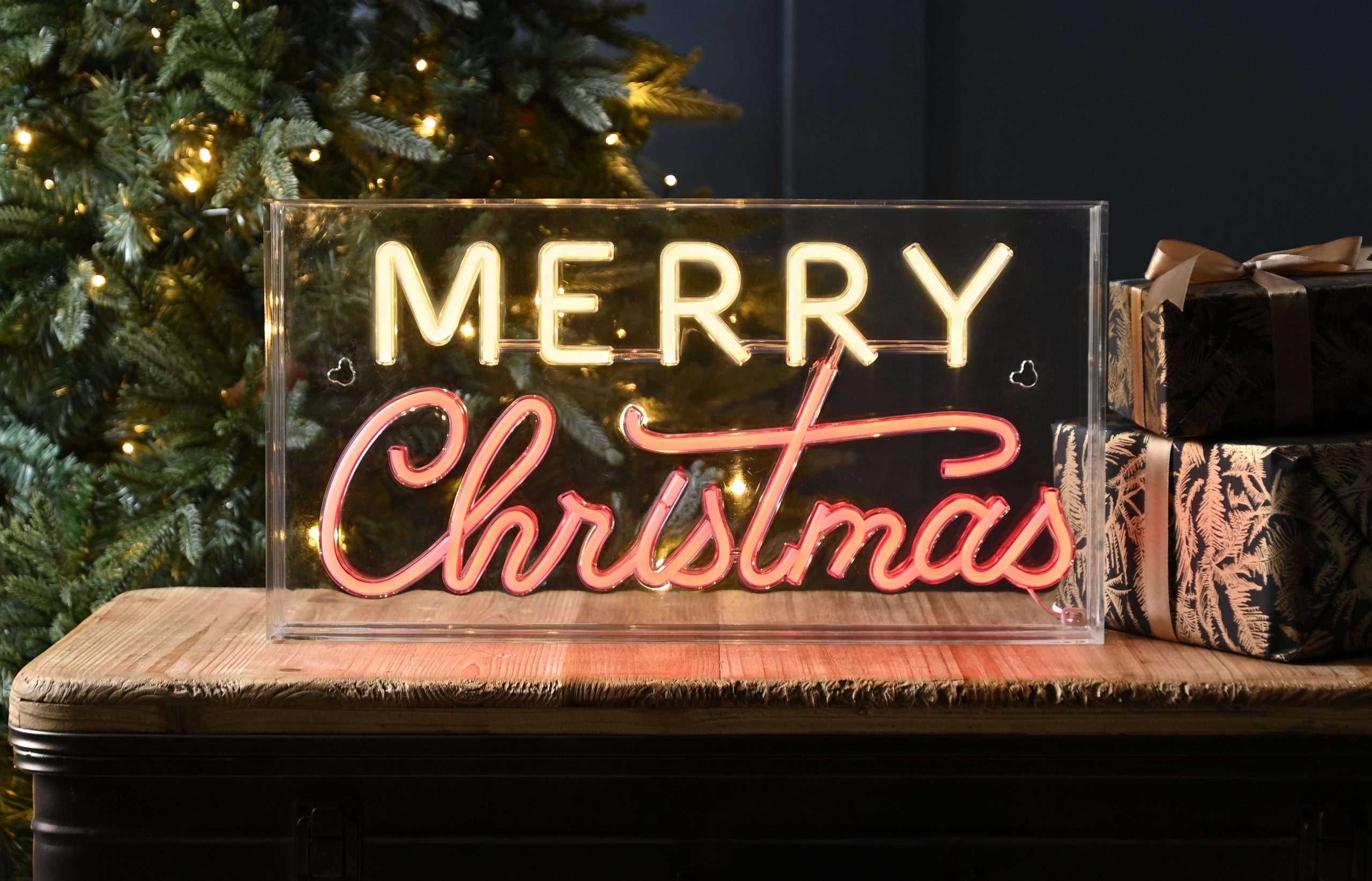 43cm Red & Warm White Neon Flex Merry Christmas Sign
